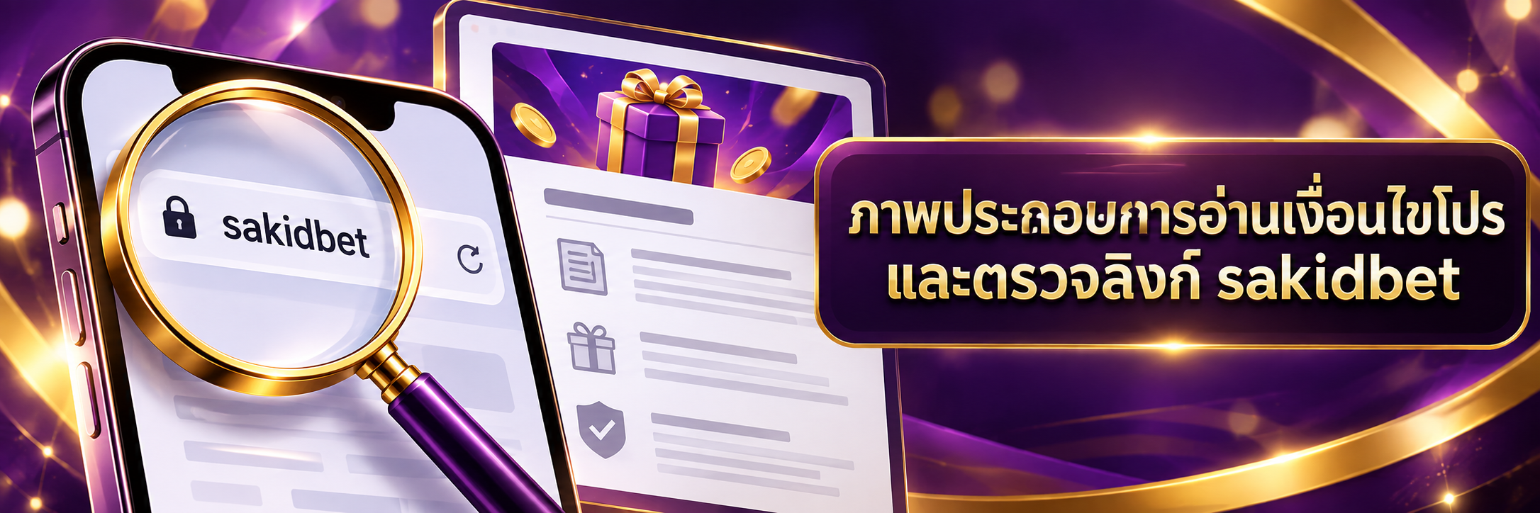 ภาพประกอบการอ่านเงื่อนไขโปรและตรวจลิงก์ sakidbet